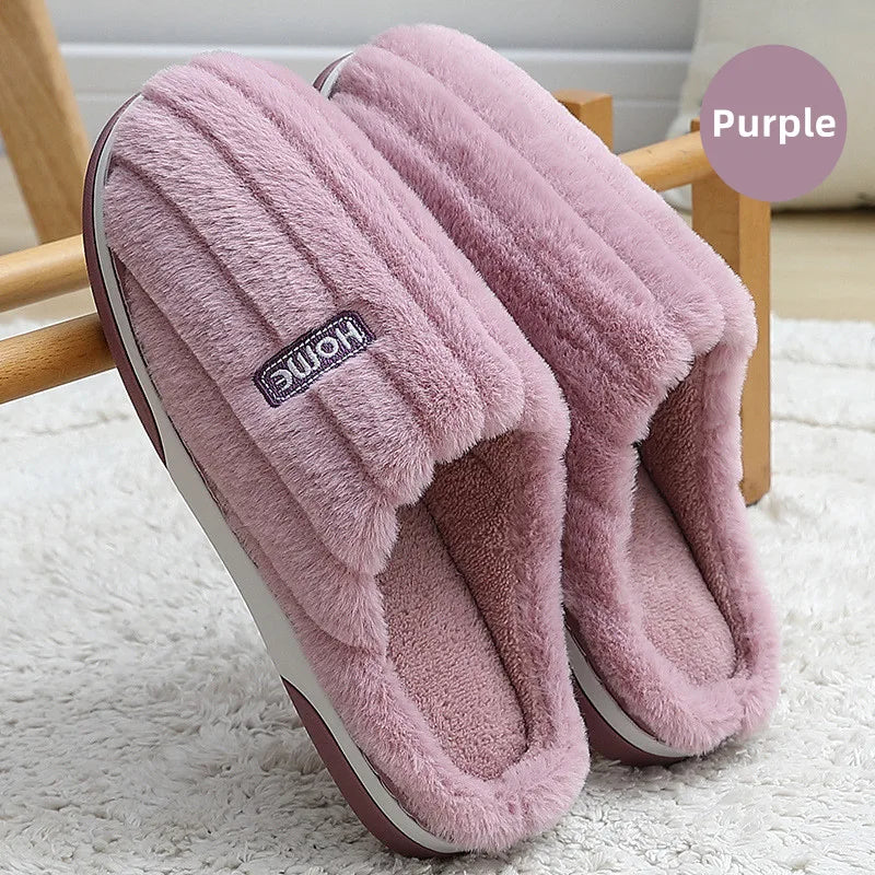 Big Size 48 49 Men Home Slippers Women Winter Warm Slides Casual Flurry Shoes Couples Indoor Non-slip Bedroom Comfort Flats