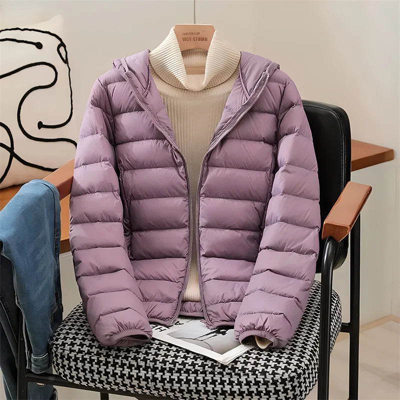 Plus Size Women Hooded Korean Slim Puffer Jackets 2023 New Arrivals Female Casual Office Lady Ultra Lightweight Packable Coat
