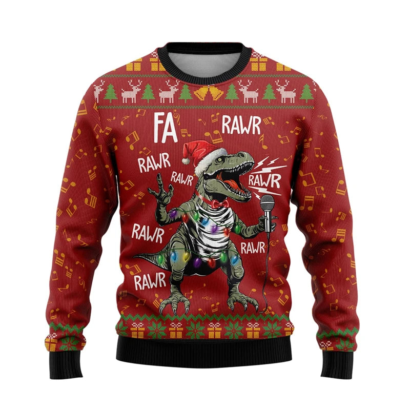 In Funny Dinosaur Ugly Christmas Sweater Fashion Holiday Xmas 3D Printed Sweatshirt For Men Trend Streetwear Pullovers Tops 2025
