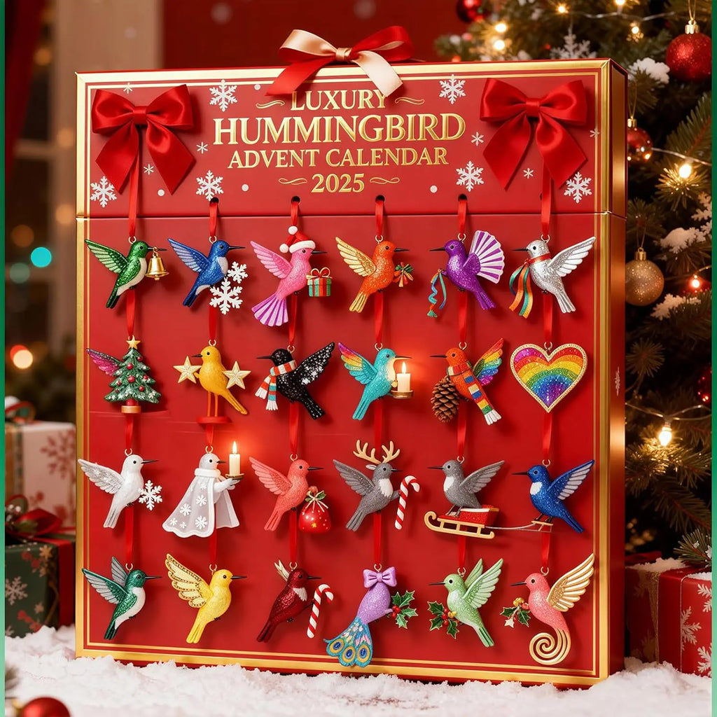 Hummingbird Advent Calendar Graceful Bird Ornaments Christmas Countdown Set Acrylic Miniature Bird Decorations For Home Decor