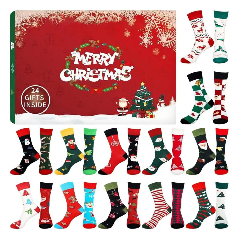 Christmas Stocking Advent Calendars 24 Days Countdown Advent Box Socks Christmas Socks For Boys Girls Men Women