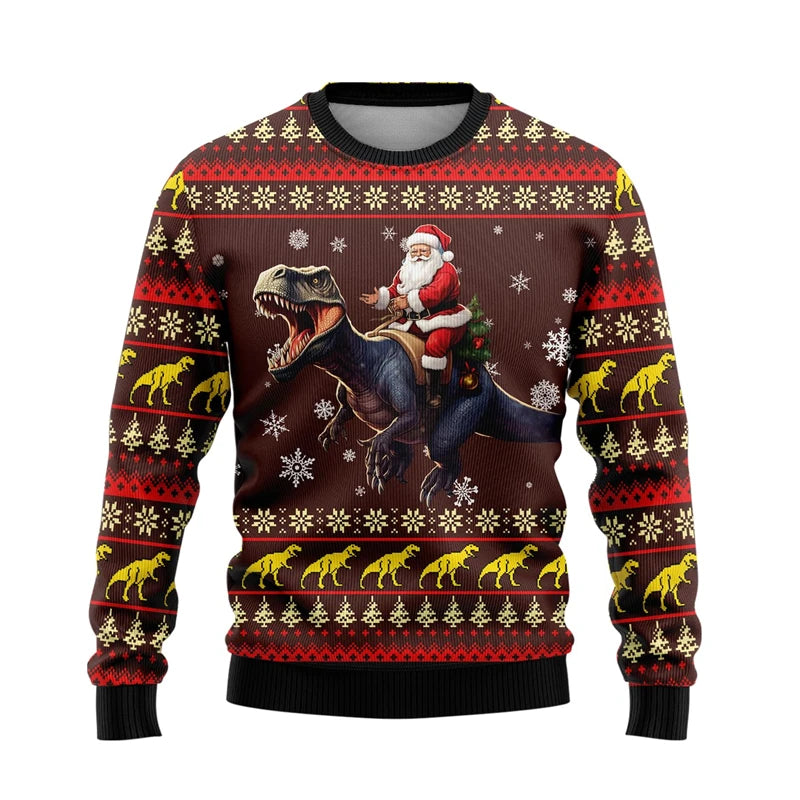 In Funny Dinosaur Ugly Christmas Sweater Fashion Holiday Xmas 3D Printed Sweatshirt For Men Trend Streetwear Pullovers Tops 2025