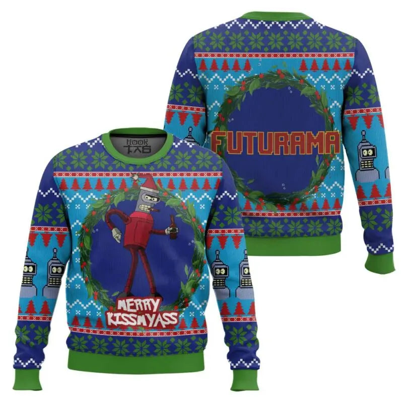 We Wish You A Futurama Ugly Christmas Sweater Funny Holiday Party Pullover Warm Cozy Plus Size Sweater for Men Xmas Gift 2026