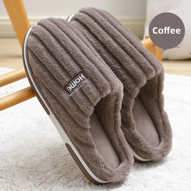 Big Size 48 49 Men Home Slippers Women Winter Warm Slides Casual Flurry Shoes Couples Indoor Non-slip Bedroom Comfort Flats