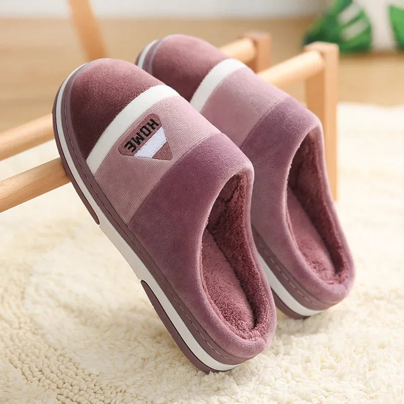 Big Size 48 49 Men Home Slippers Women Winter Warm Slides Casual Flurry Shoes Couples Indoor Non-slip Bedroom Comfort Flats