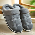 Warm Furry Winter Mens Slippers Indoor Soft Plush Memory Foam Plaid House Shoes Non-slip Fluffy Bedroom Slippers for Men