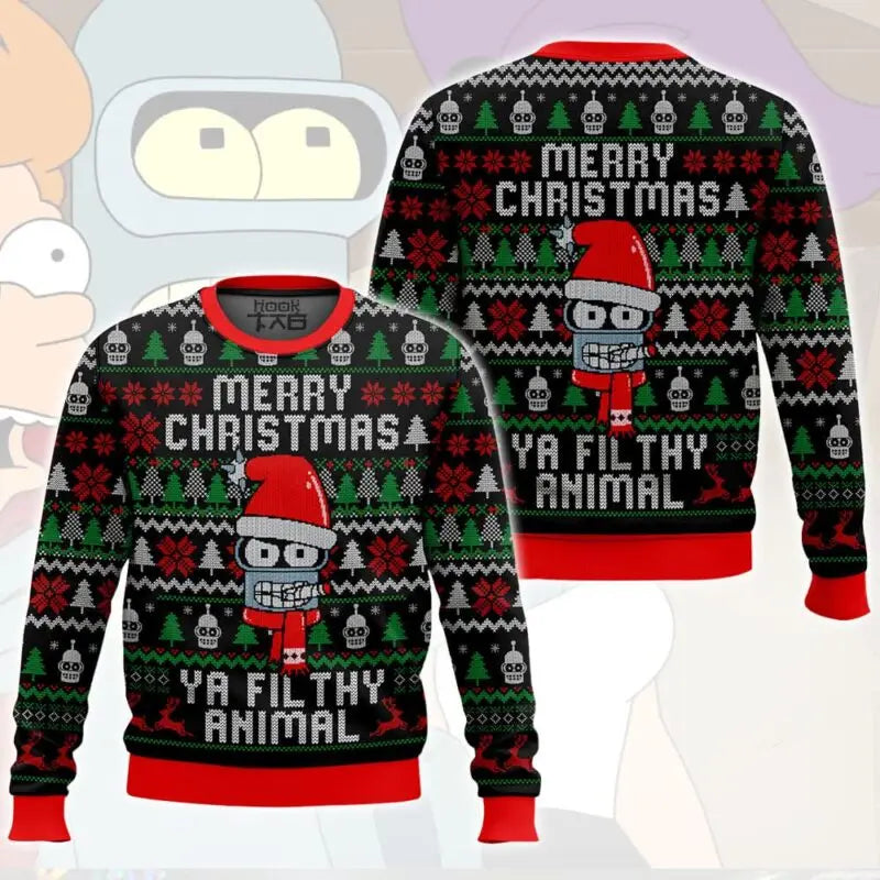 We Wish You A Futurama Ugly Christmas Sweater Funny Holiday Party Pullover Warm Cozy Plus Size Sweater for Men Xmas Gift 2026