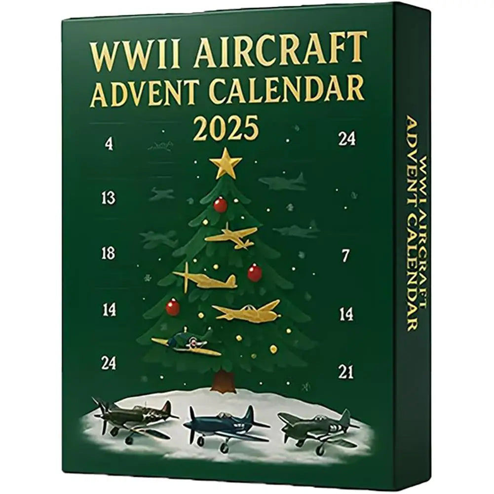 WWII Aircraft Advent Calendar 2025 with 24 2D Acrylic Unique Mini Warbirds Christmas Advent Calendar Gifts For Aviation Lovers