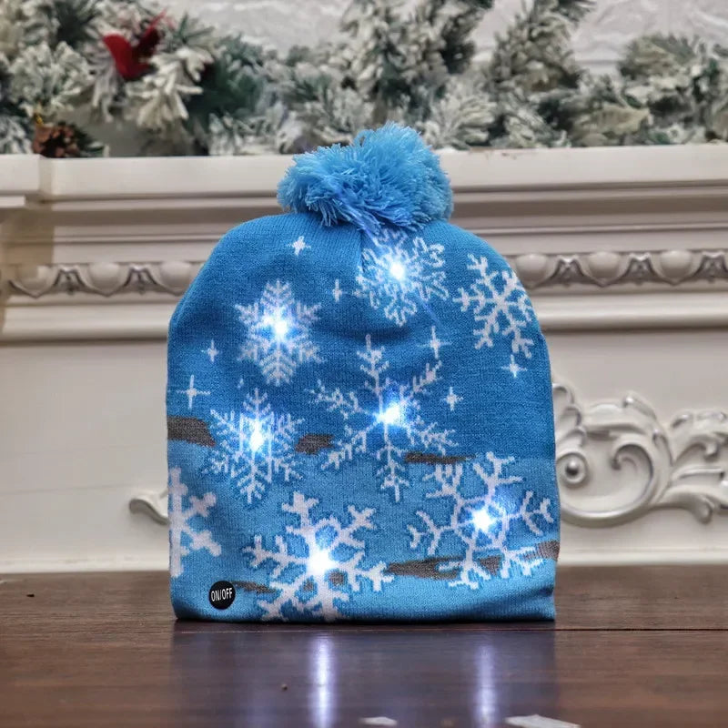 LED Christmas Knitted Hat Light Up Xmas Beanie Cap Unisex Winter Warm Sweater Hat with Colorful LEDs for Navidad  New Year Happy