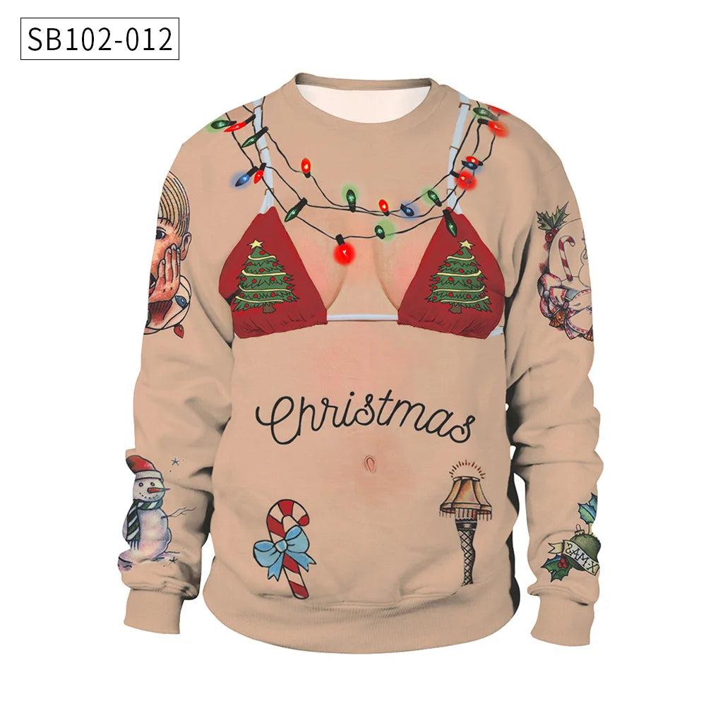 2025 Ugly Christmas Fake sweater Gift, Christmas Elf Funny pullover, Party Birthday Snowman, Christmas Sweatshirt