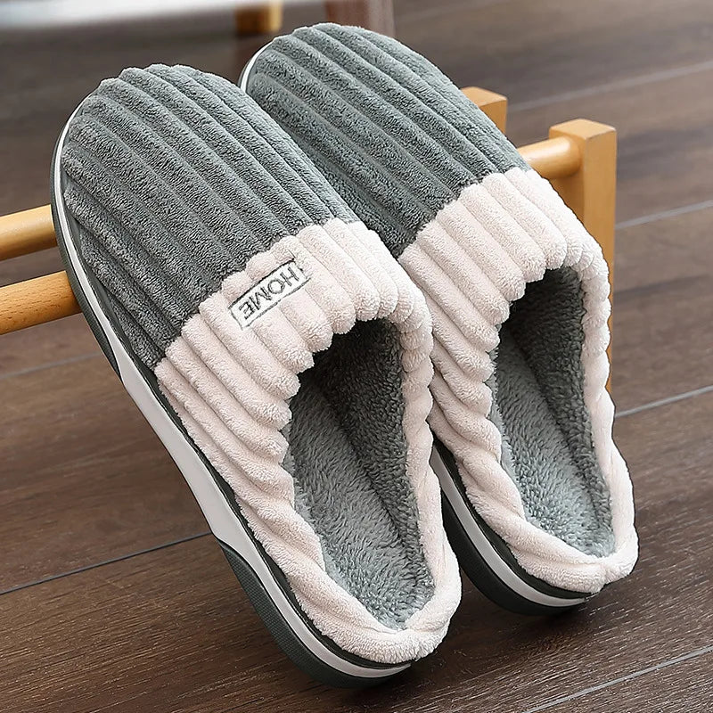 Big Size 48 49 Men Home Slippers Women Winter Warm Slides Casual Flurry Shoes Couples Indoor Non-slip Bedroom Comfort Flats