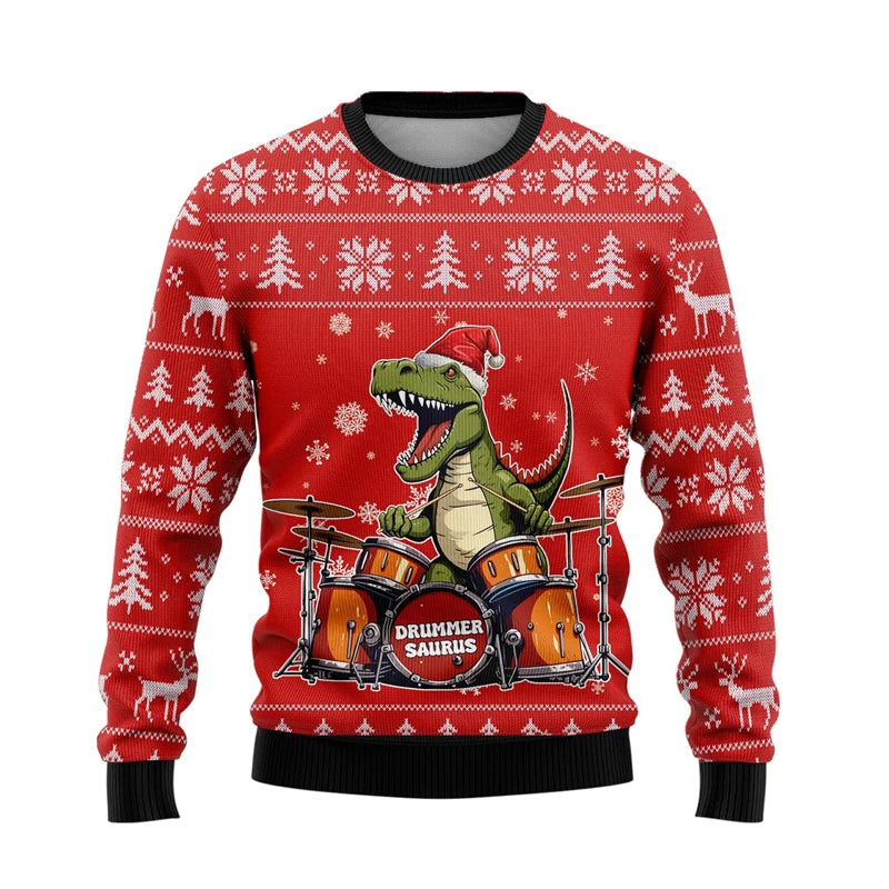 In Funny Dinosaur Ugly Christmas Sweater Fashion Holiday Xmas 3D Printed Sweatshirt For Men Trend Streetwear Pullovers Tops 2025