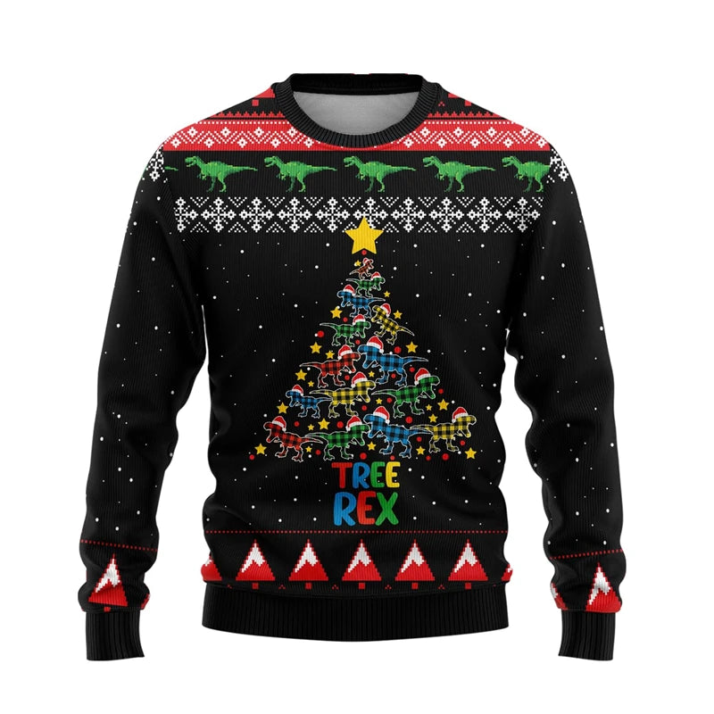 In Funny Dinosaur Ugly Christmas Sweater Fashion Holiday Xmas 3D Printed Sweatshirt For Men Trend Streetwear Pullovers Tops 2025