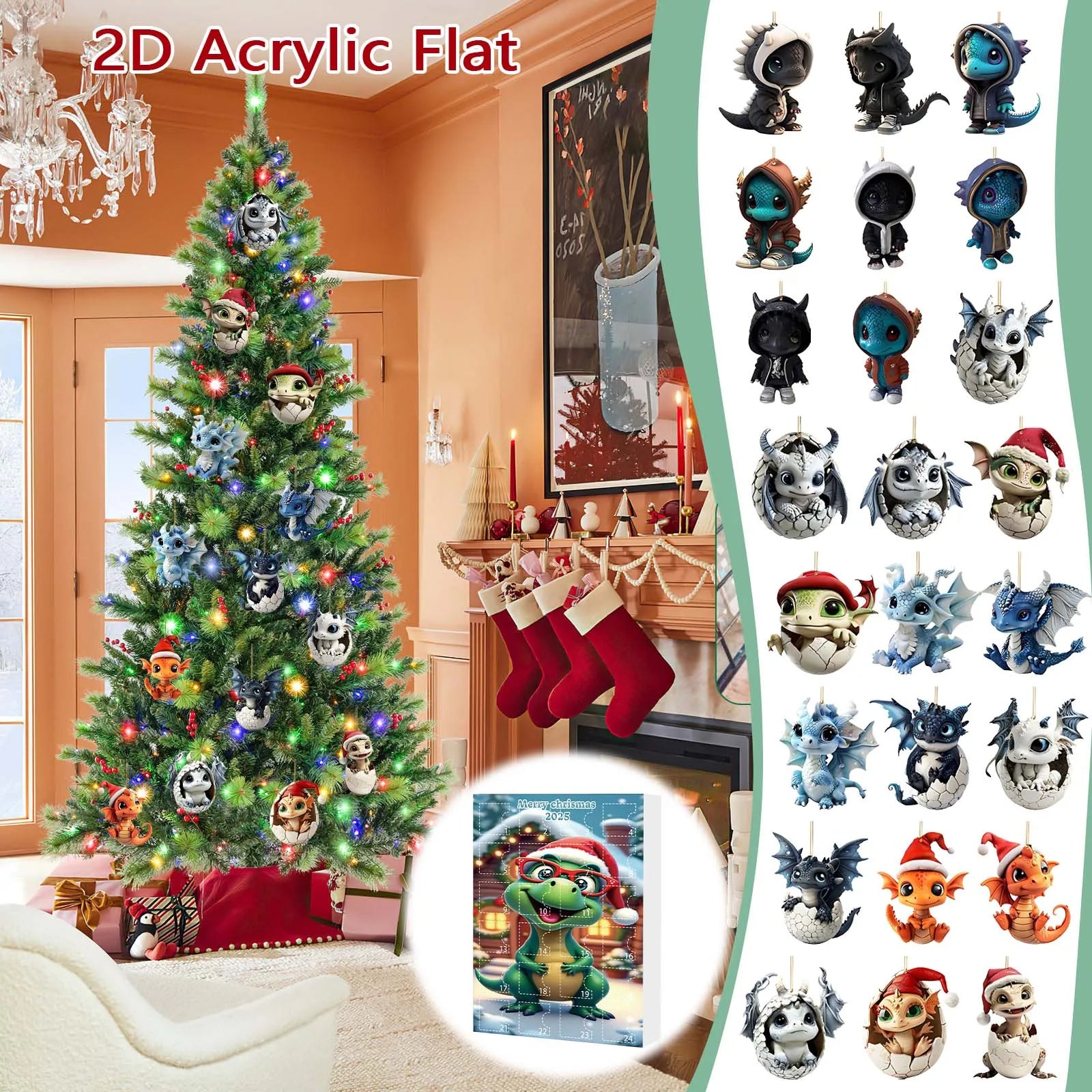 Countdown Movie 1968 Christmas Tree Acrylic Pendant Dragon Advent Calendar Christmas Countdown Retirement Countdown Clock Desk