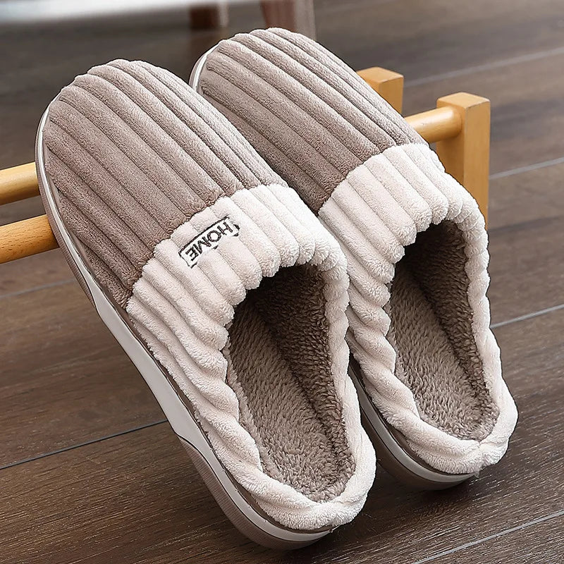 Big Size 48 49 Men Home Slippers Women Winter Warm Slides Casual Flurry Shoes Couples Indoor Non-slip Bedroom Comfort Flats