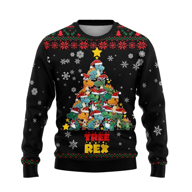 In Funny Dinosaur Ugly Christmas Sweater Fashion Holiday Xmas 3D Printed Sweatshirt For Men Trend Streetwear Pullovers Tops 2025