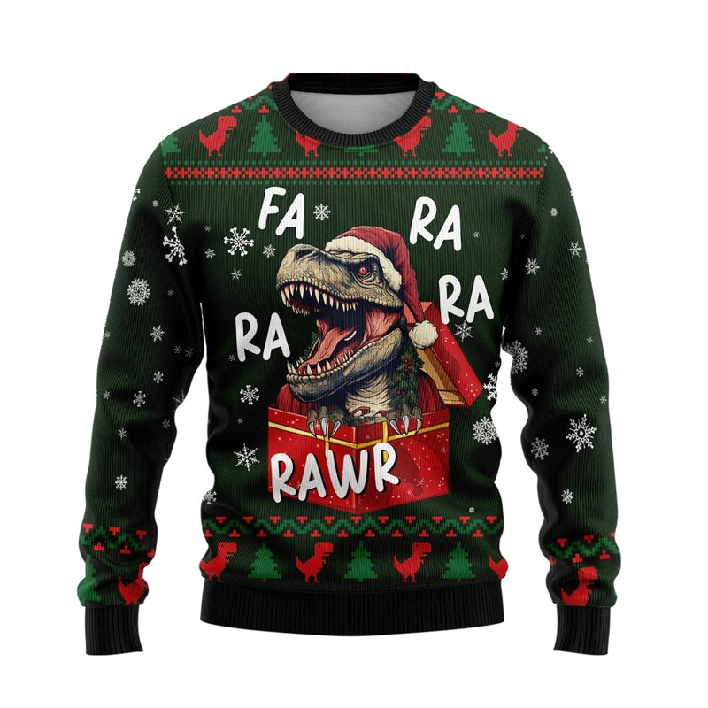 In Funny Dinosaur Ugly Christmas Sweater Fashion Holiday Xmas 3D Printed Sweatshirt For Men Trend Streetwear Pullovers Tops 2025