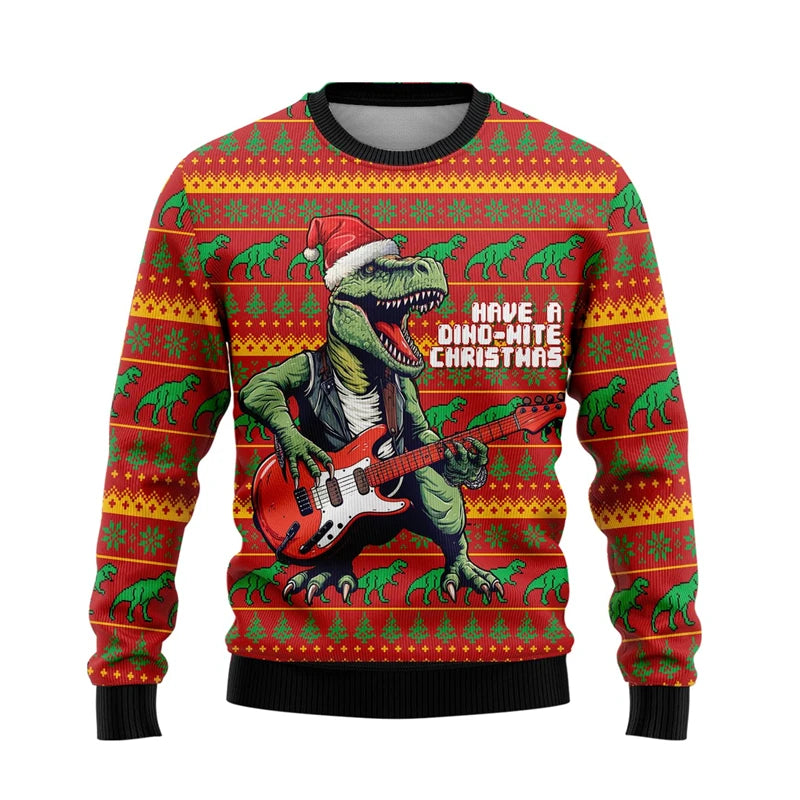In Funny Dinosaur Ugly Christmas Sweater Fashion Holiday Xmas 3D Printed Sweatshirt For Men Trend Streetwear Pullovers Tops 2025