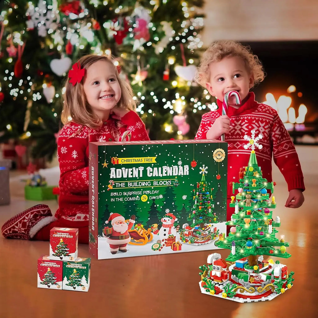 Christmas Tree Building Blocks Toy For Kids Magical Christmas Tree Building Adventure With LED Lights Xmas Advent Calendar Gift