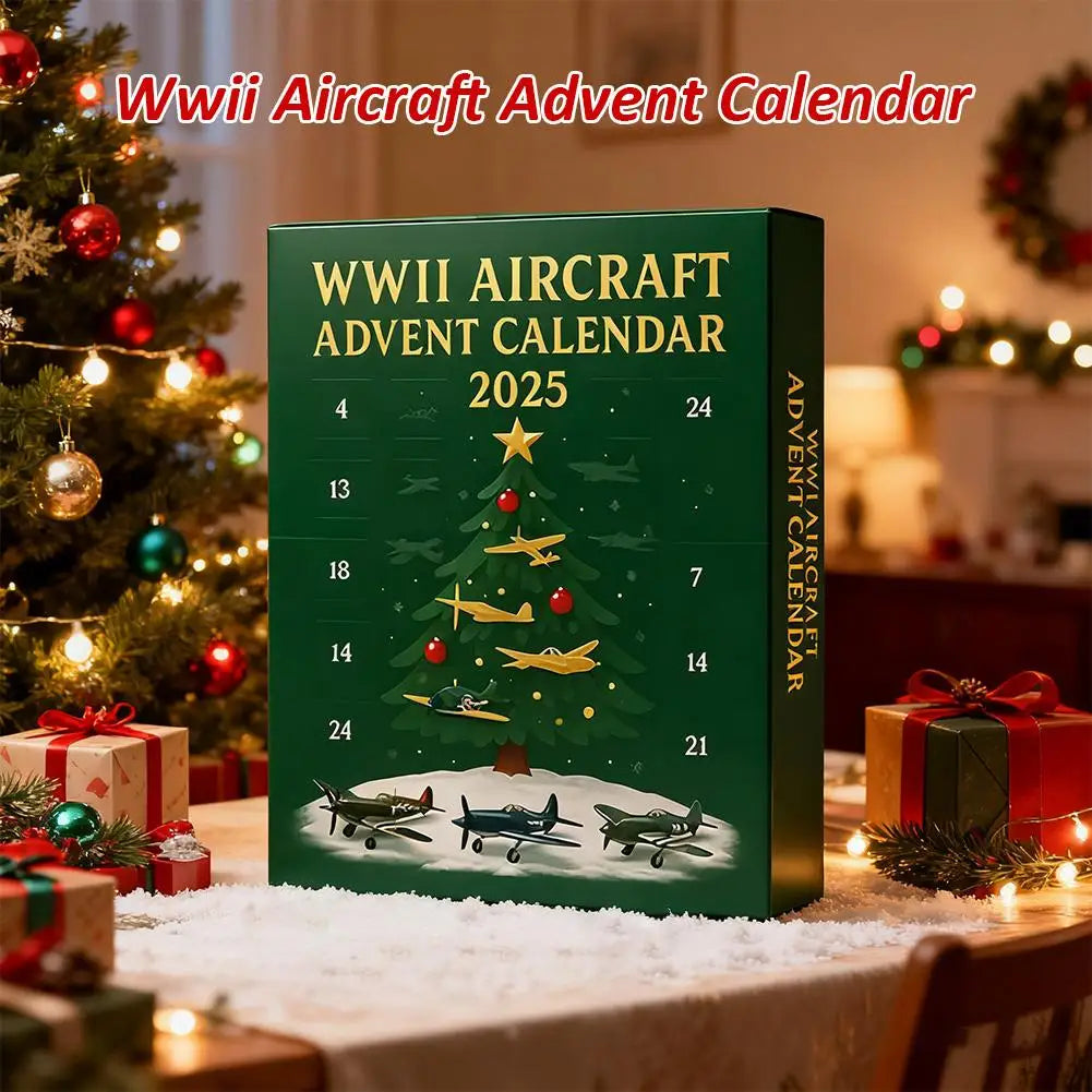 WWII Aircraft Advent Calendar 2025 with 24 2D Acrylic Unique Mini Warbirds Christmas Advent Calendar Gifts For Aviation Lovers