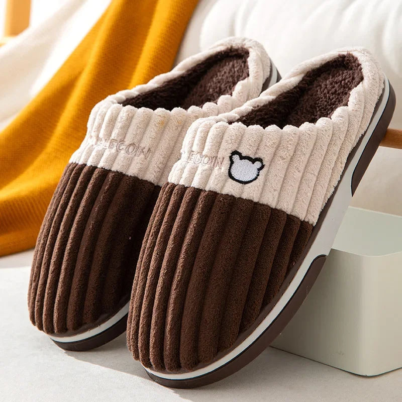Big Size 48 49 Men Home Slippers Women Winter Warm Slides Casual Flurry Shoes Couples Indoor Non-slip Bedroom Comfort Flats