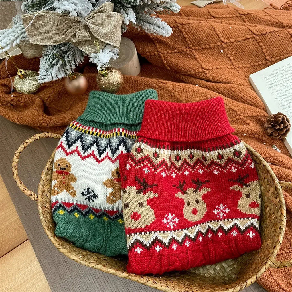 Elk Christmas Sweater For Small Dogs & Cats - Winter Warm Pet Clothes, Autumn/winter Holiday Apparel For Puppies, Christmas Outf