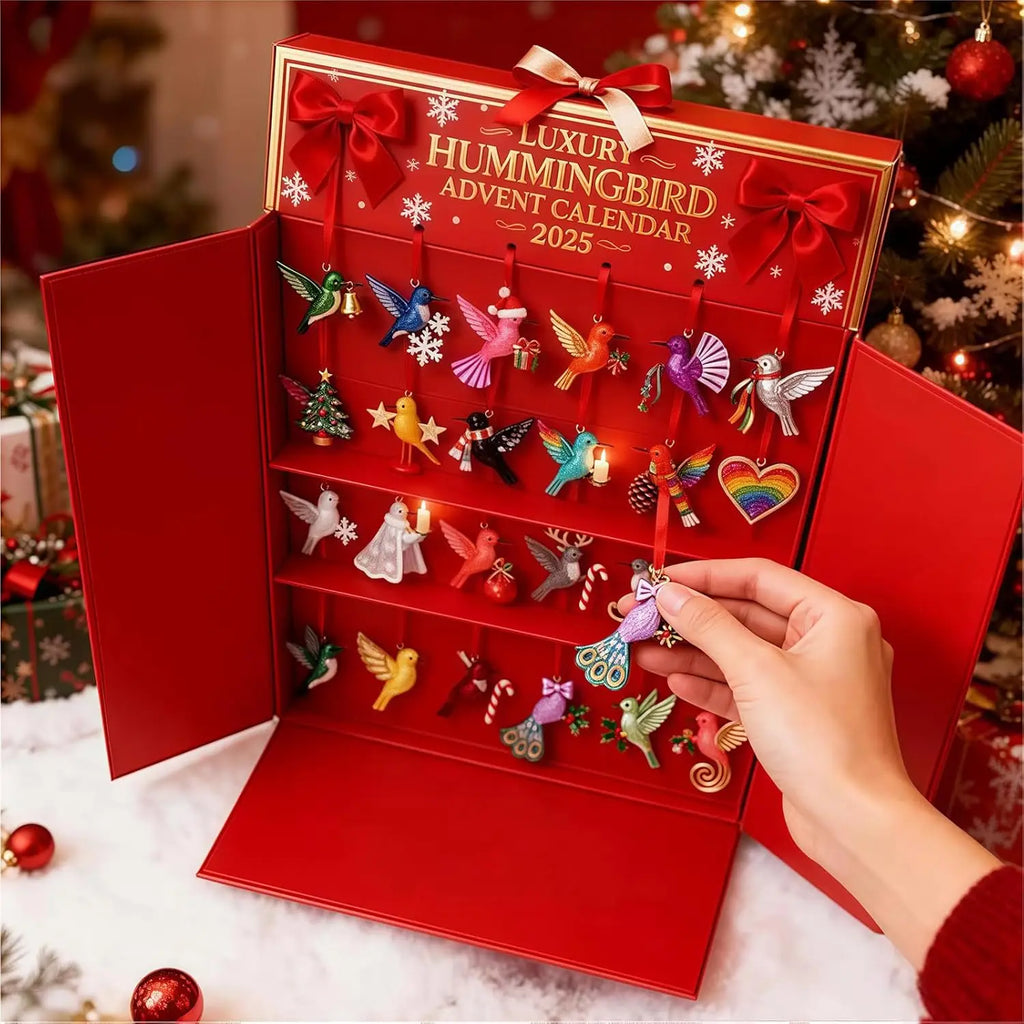 Hummingbird Advent Calendar Graceful Bird Ornaments Christmas Countdown Set Acrylic Miniature Bird Decorations For Home Decor