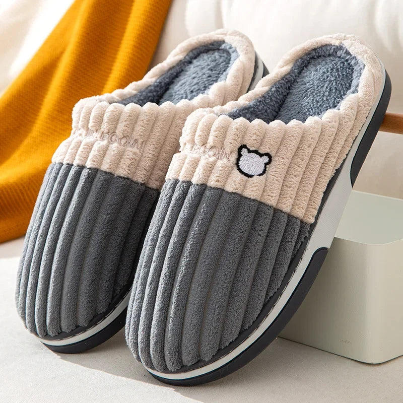 Big Size 48 49 Men Home Slippers Women Winter Warm Slides Casual Flurry Shoes Couples Indoor Non-slip Bedroom Comfort Flats