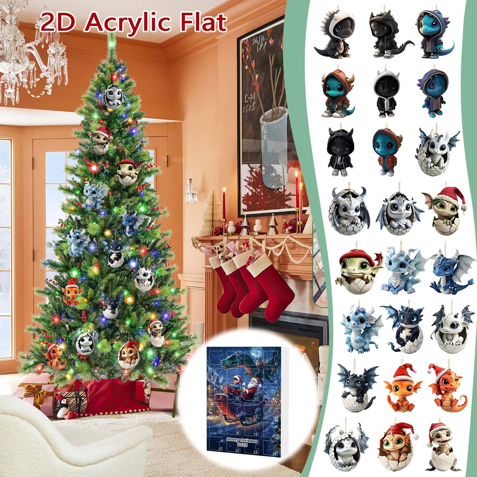 Countdown Movie 1968 Christmas Tree Acrylic Pendant Dragon Advent Calendar Christmas Countdown Retirement Countdown Clock Desk