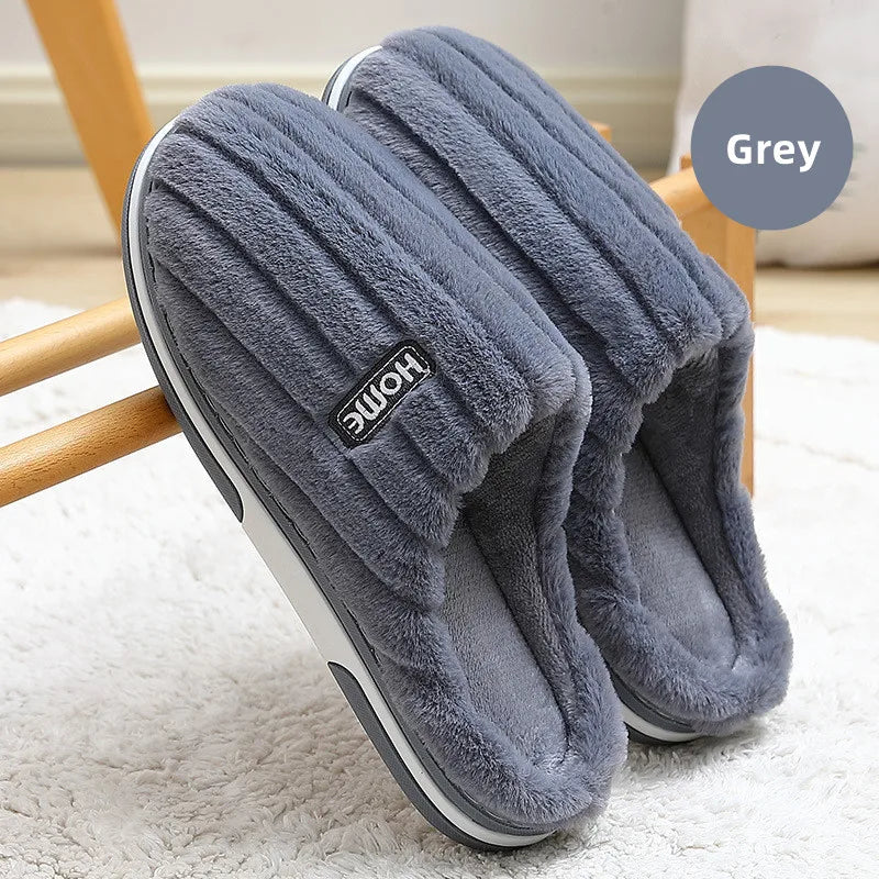 Big Size 48 49 Men Home Slippers Women Winter Warm Slides Casual Flurry Shoes Couples Indoor Non-slip Bedroom Comfort Flats