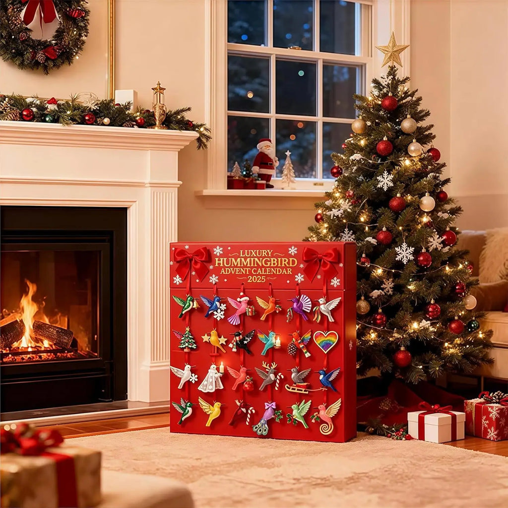 Hummingbird Advent Calendar Graceful Bird Ornaments Christmas Countdown Set Acrylic Miniature Bird Decorations For Home Decor