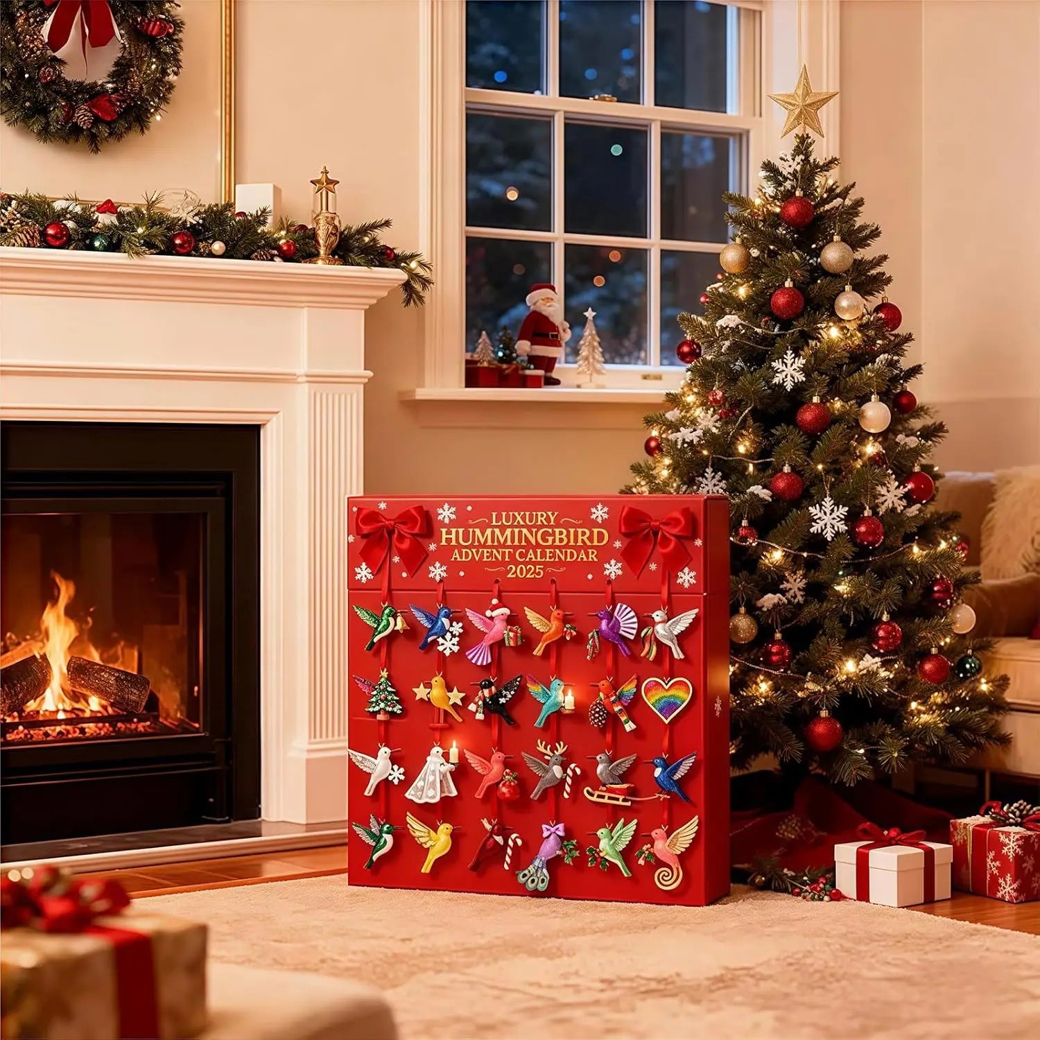 Hummingbird Advent Calendar Graceful Bird Ornaments Christmas Countdown Set Acrylic Miniature Bird Decorations For Home Decor