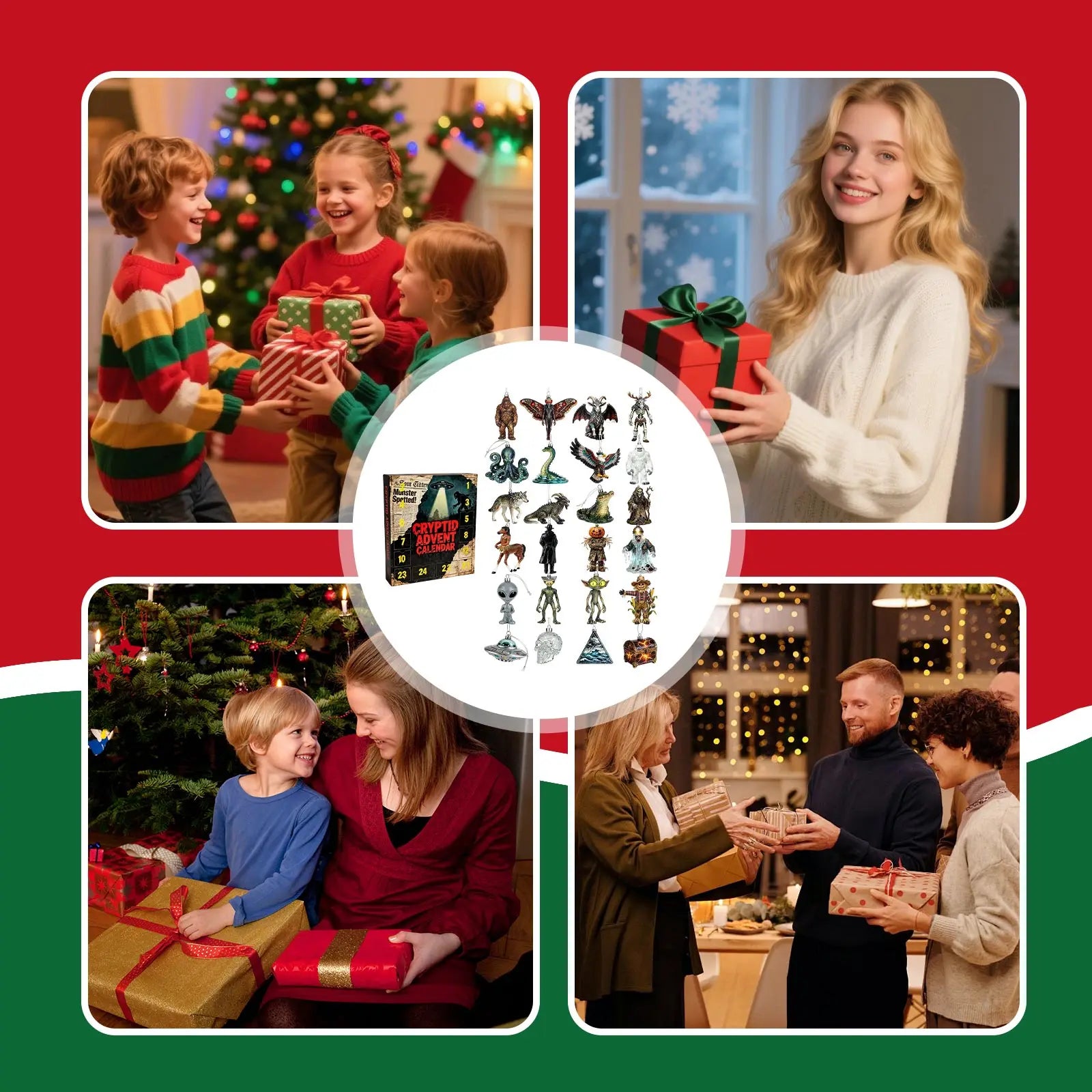 Mysteries of the Unknown, Cryptic 2D Acrylic Advent Calendar 2025, 24 Days of Monster Legends, Collectible Ornaments of Mythical