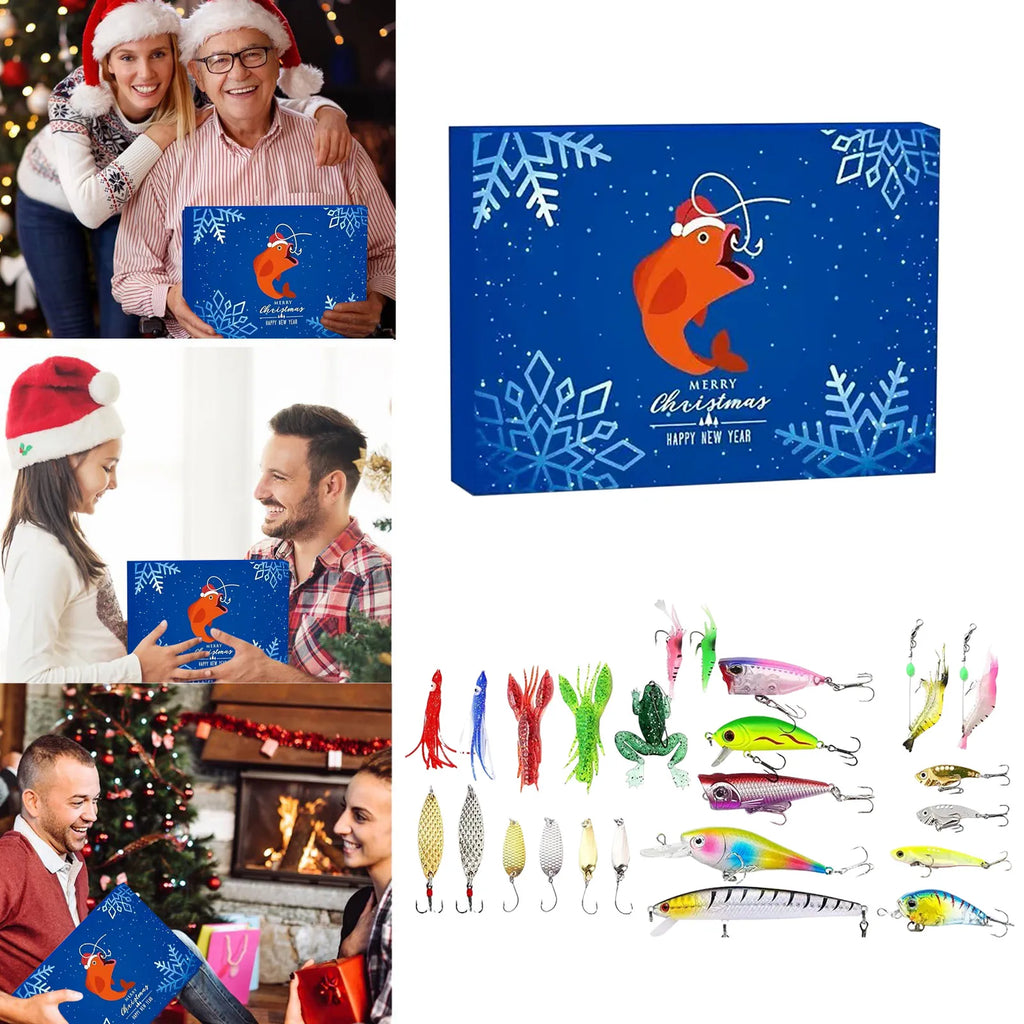 Preschool Clock Fishing Advent Calendar 2025 Adult Men Teen Boys 24 Days Christmas Countdown Button Battery Lights with Timer