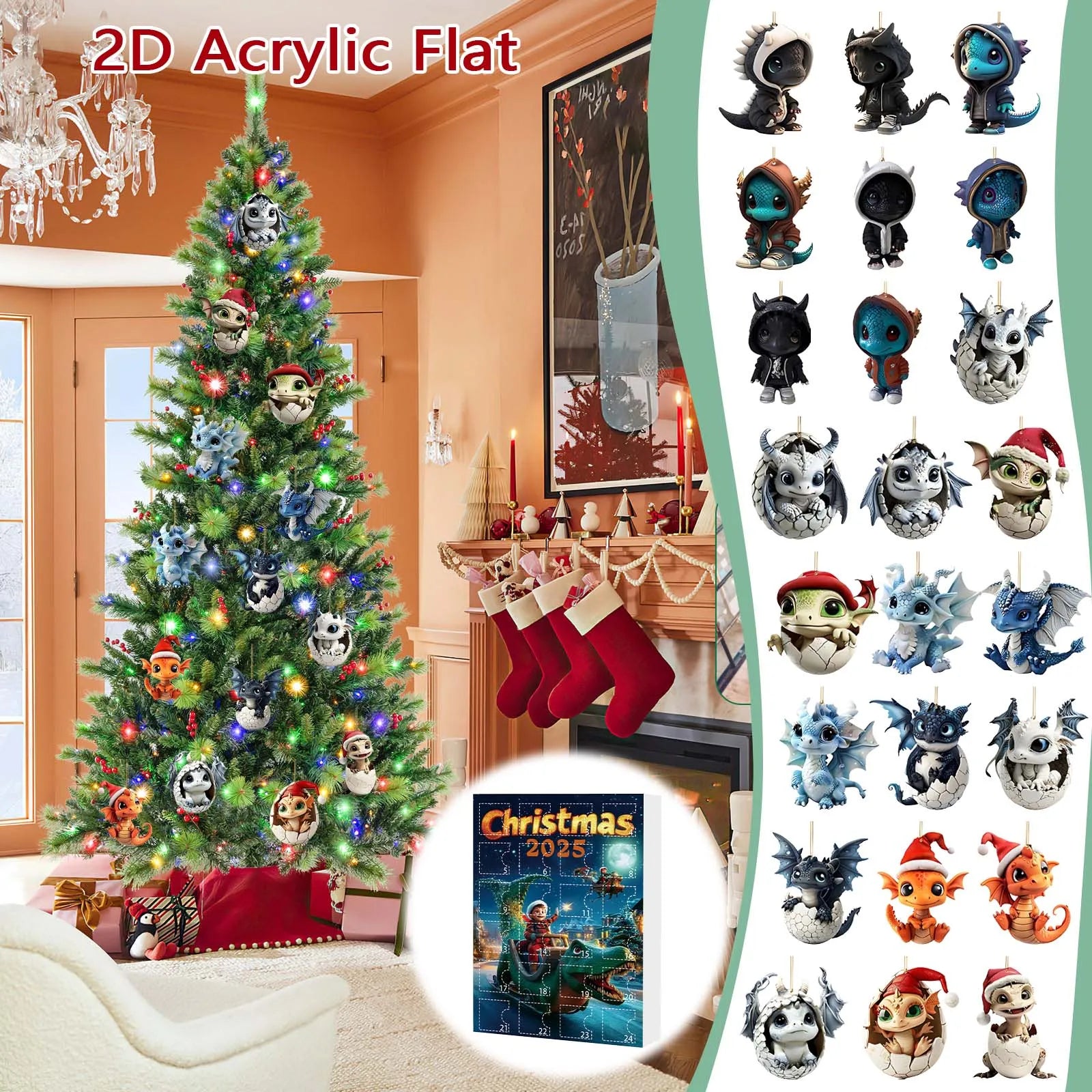 Countdown Movie 1968 Christmas Tree Acrylic Pendant Dragon Advent Calendar Christmas Countdown Retirement Countdown Clock Desk
