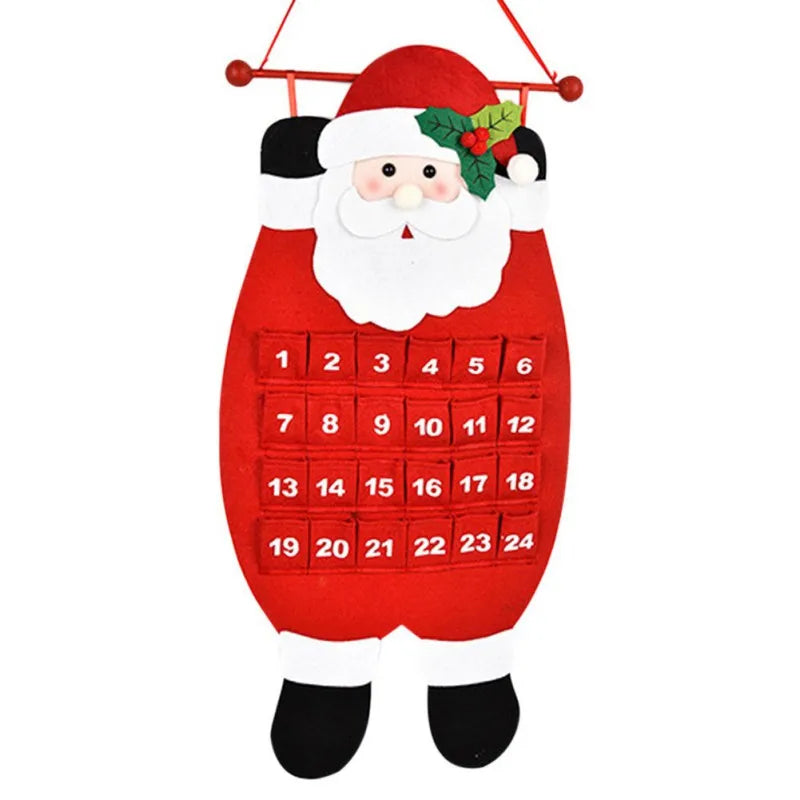 3 Style Wall Hanging Christmas Decorations 24 Days Santa Snowman Elk Reusable Xmas Countdown Calendar Christmas Advent Calendar