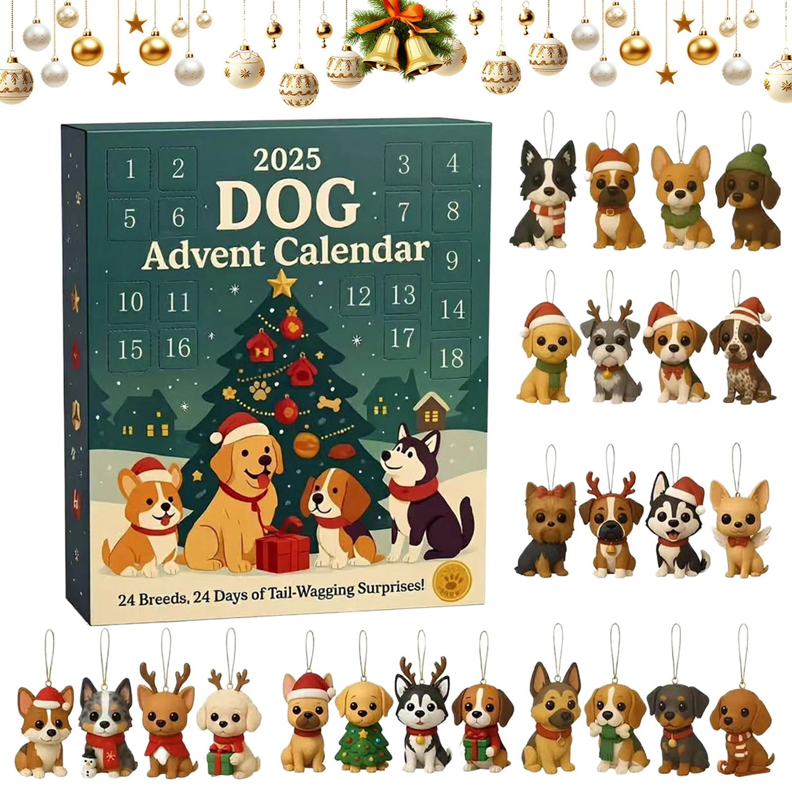 Cat Lovers Advent Calendar Christmas Countdown Calendar 2D Acrylic Cute Cat Dog Calendar Artistic Holiday Ornament for Christmas