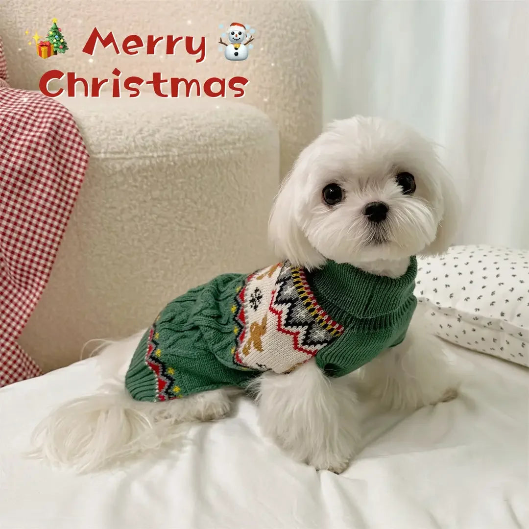 Elk Christmas Sweater For Small Dogs & Cats - Winter Warm Pet Clothes, Autumn/winter Holiday Apparel For Puppies, Christmas Outf