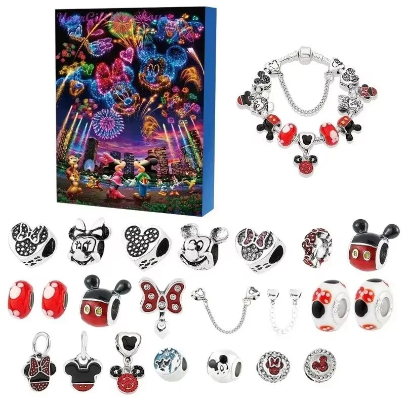 Christmas Advent Calendar Disney Bracelets 24 Days Xmas Countdown Calendar Jewelry Making Kit Kid Gifts