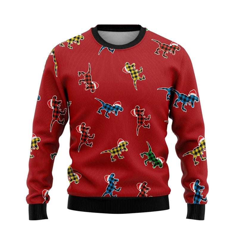 In Funny Dinosaur Ugly Christmas Sweater Fashion Holiday Xmas 3D Printed Sweatshirt For Men Trend Streetwear Pullovers Tops 2025