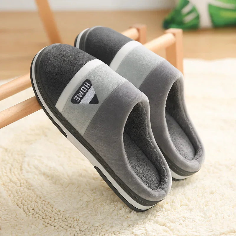 Big Size 48 49 Men Home Slippers Women Winter Warm Slides Casual Flurry Shoes Couples Indoor Non-slip Bedroom Comfort Flats