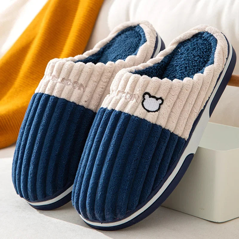 Big Size 48 49 Men Home Slippers Women Winter Warm Slides Casual Flurry Shoes Couples Indoor Non-slip Bedroom Comfort Flats
