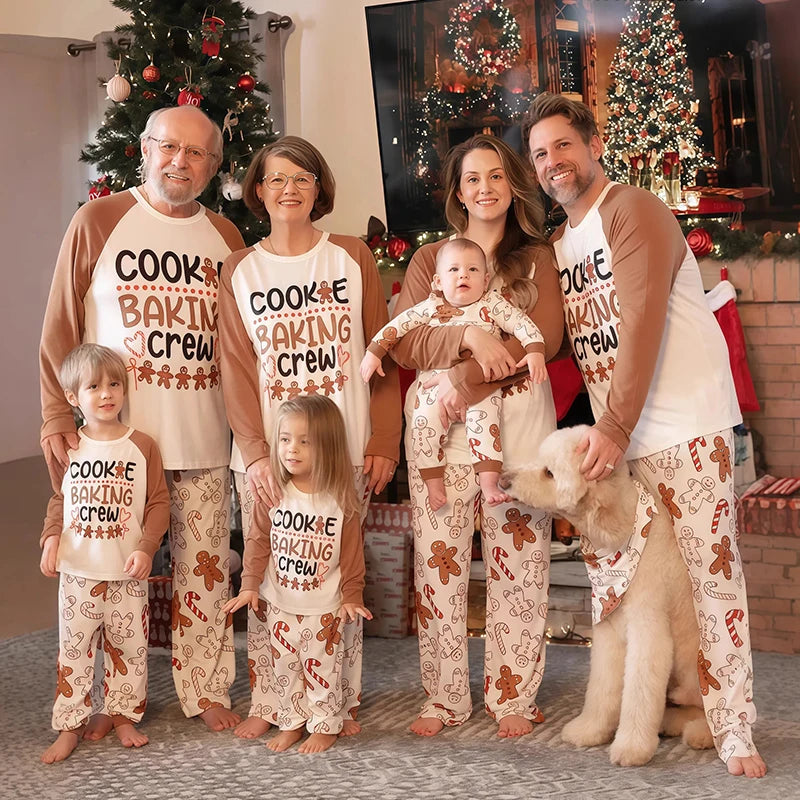 Cotton Mother Kids Family Matching Christmas Pajama Sets Letter Print Parent-child Brother Sister Look Sleepwear Couple Pyjamas