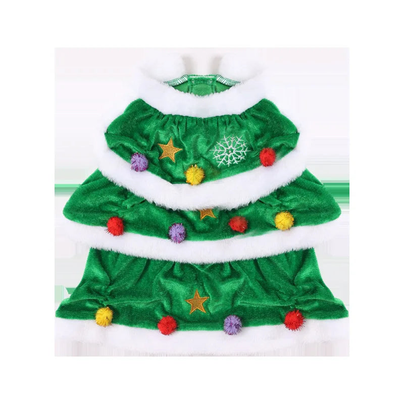 Dog Christmas Dress Sweater Pet Xmas Outfits Pet Fall Clothes For Dogs Girl Velvet Puppy Dresses Kitty Cat Apparel