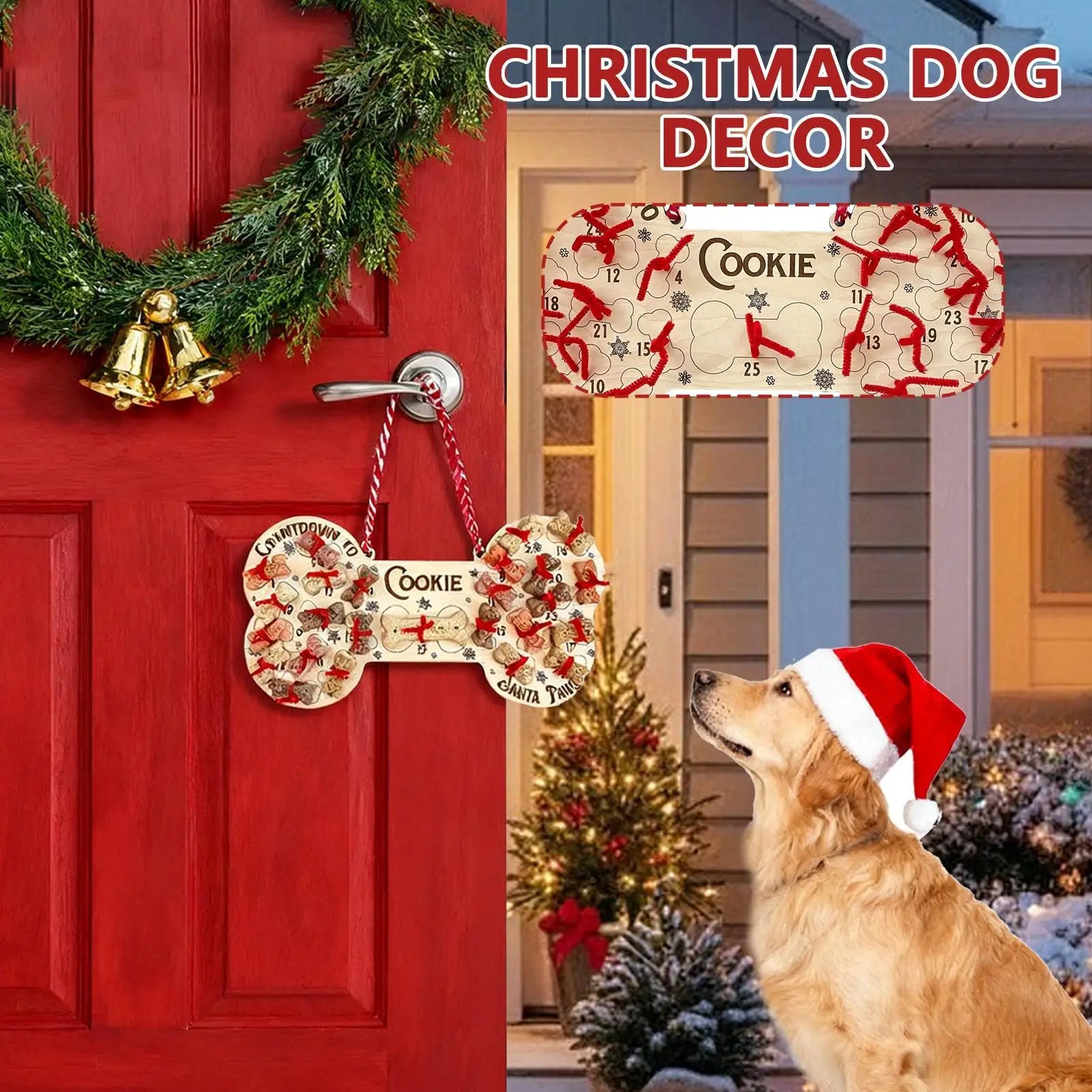 25 Days Dog Bone Christmas Countdown Advent Calendar Sign Wooden Ornament Christmas Decoration 2025 For Home Decor