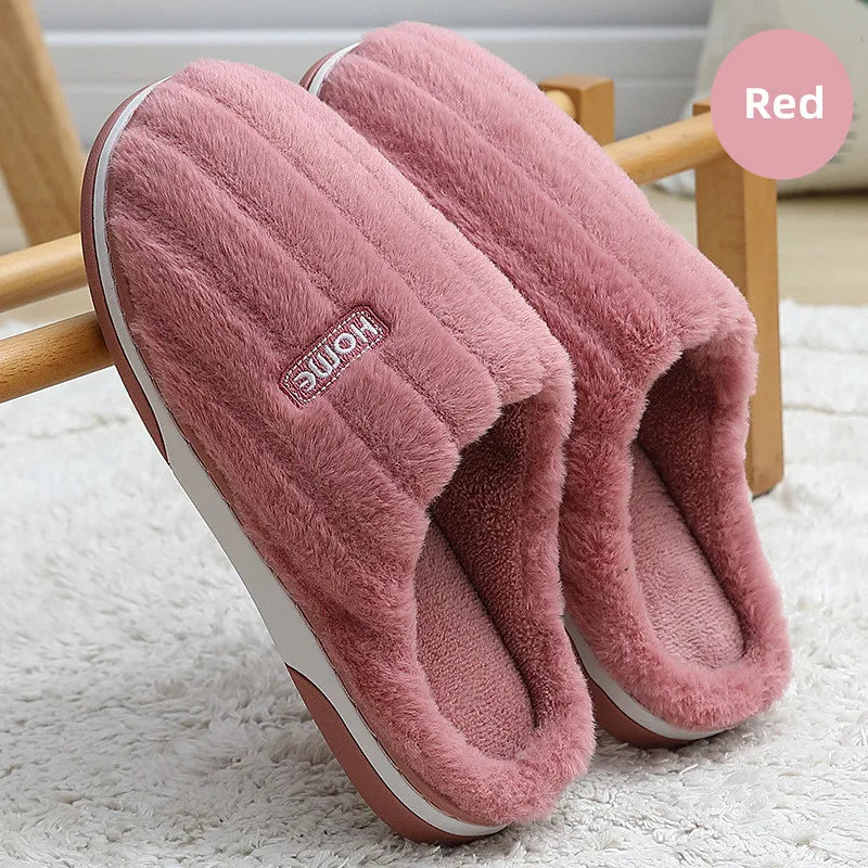 Big Size 48 49 Men Home Slippers Women Winter Warm Slides Casual Flurry Shoes Couples Indoor Non-slip Bedroom Comfort Flats
