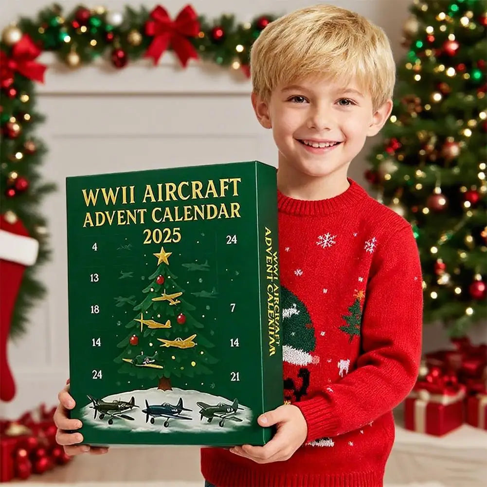 WWII Aircraft Advent Calendar 2025 with 24 2D Acrylic Unique Mini Warbirds Christmas Advent Calendar Gifts For Aviation Lovers
