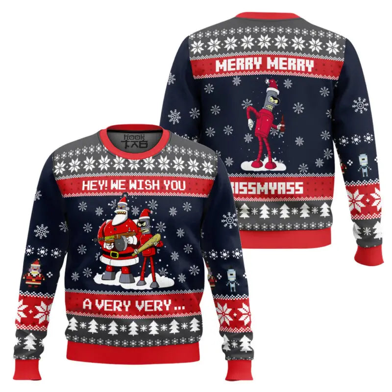 We Wish You A Futurama Ugly Christmas Sweater Funny Holiday Party Pullover Warm Cozy Plus Size Sweater for Men Xmas Gift 2026