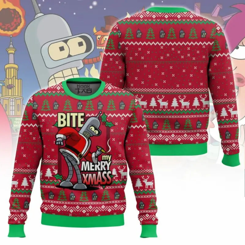 We Wish You A Futurama Ugly Christmas Sweater Funny Holiday Party Pullover Warm Cozy Plus Size Sweater for Men Xmas Gift 2026