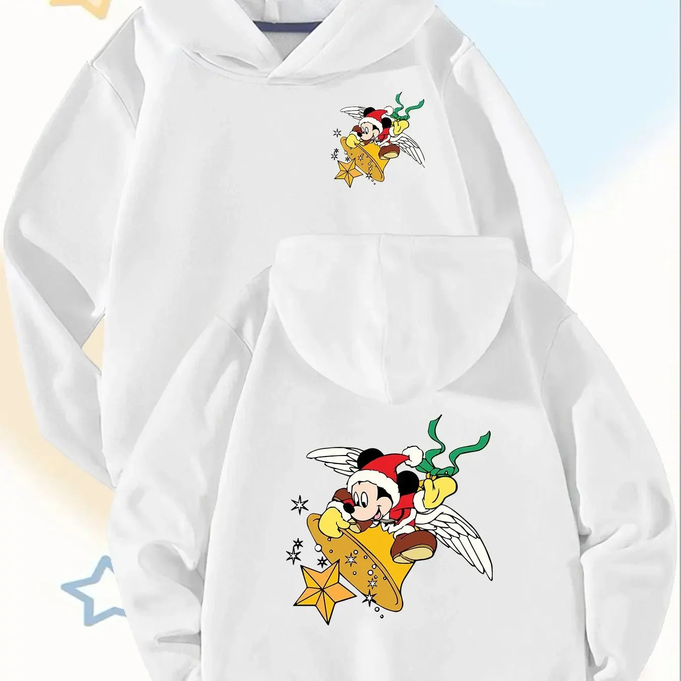 Disney Christmas Design Prints Mickey Mouse Cute Santa Claus Boys Girls Daily Outings Winter Long-sleeved Children's Sweaters